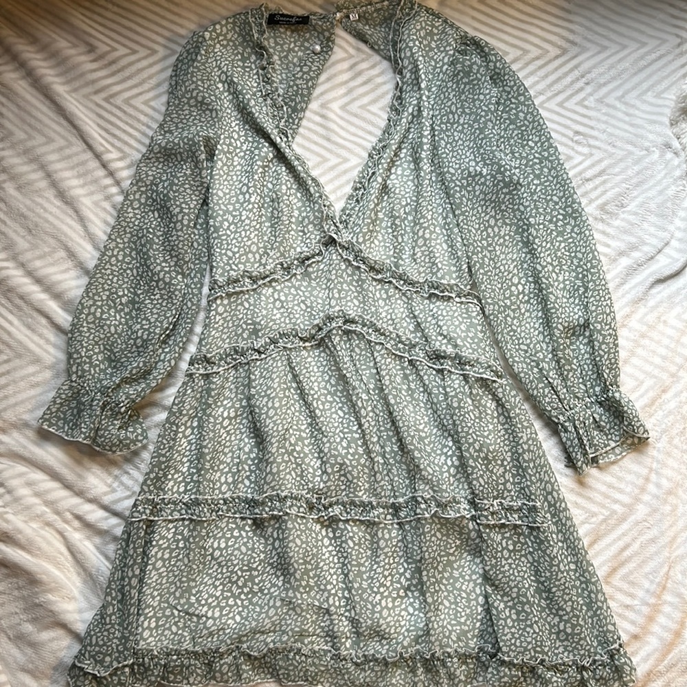 Sucrefas light green long sleeve floral shirt